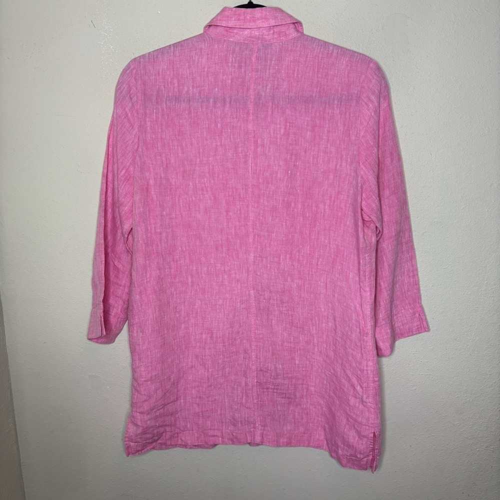 Lands' End Pink Button-Down Linen Shirt Size 8 - Picture 7 of 7
